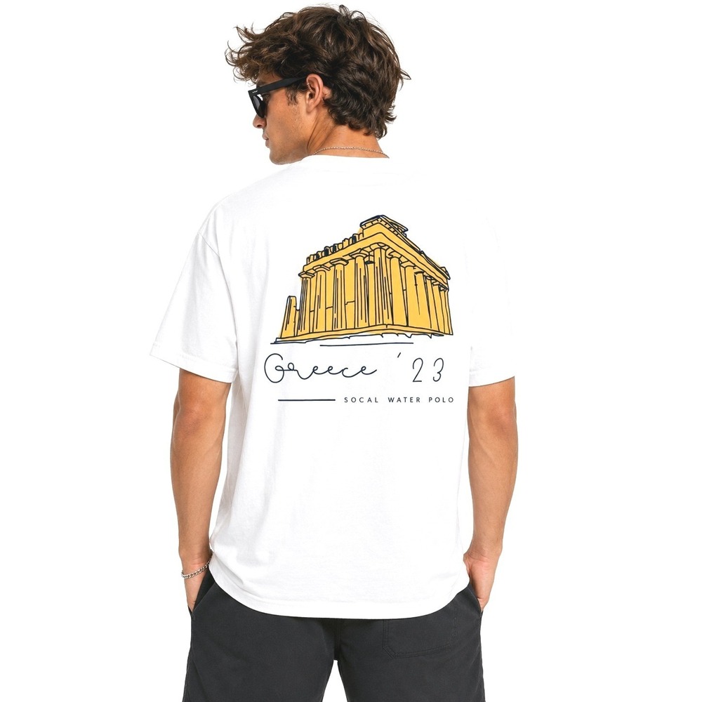 Next Level SoCal Water Polo Greece 2023 White Graphic T-Shirt | XL